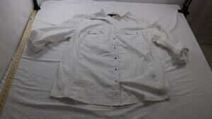 Zac & Rachel Button Shirt Womens XL White 3/4 Sleeve Roll Tab